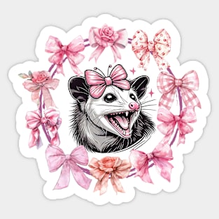 Coquette Bows Girly Girl Feral Possum Pink Social Club design Sticker
